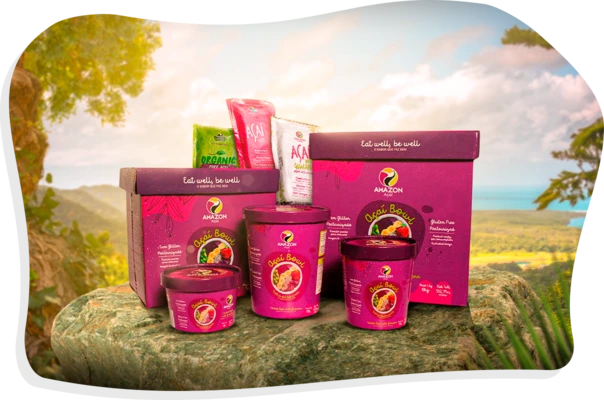 Bio Amazon products with amazon as background